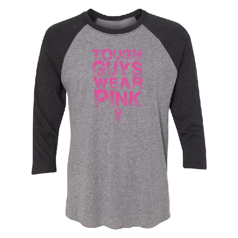 Zexpa Apparel™ Tough Guys Wear Pink 3/4 Raglan Tee Terry Blend Velvet Blend Canvas Blend