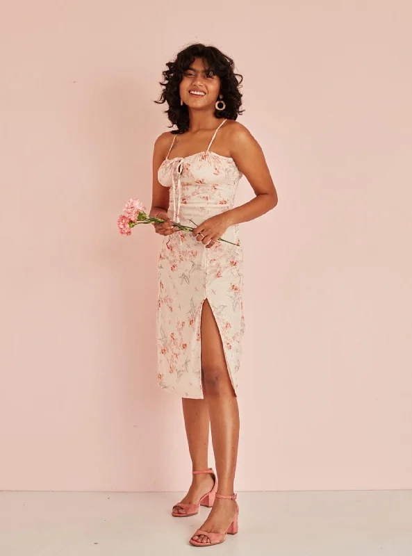 Dani Floral Chiffon Midi Dress Comfortable Stretch Midi Dress