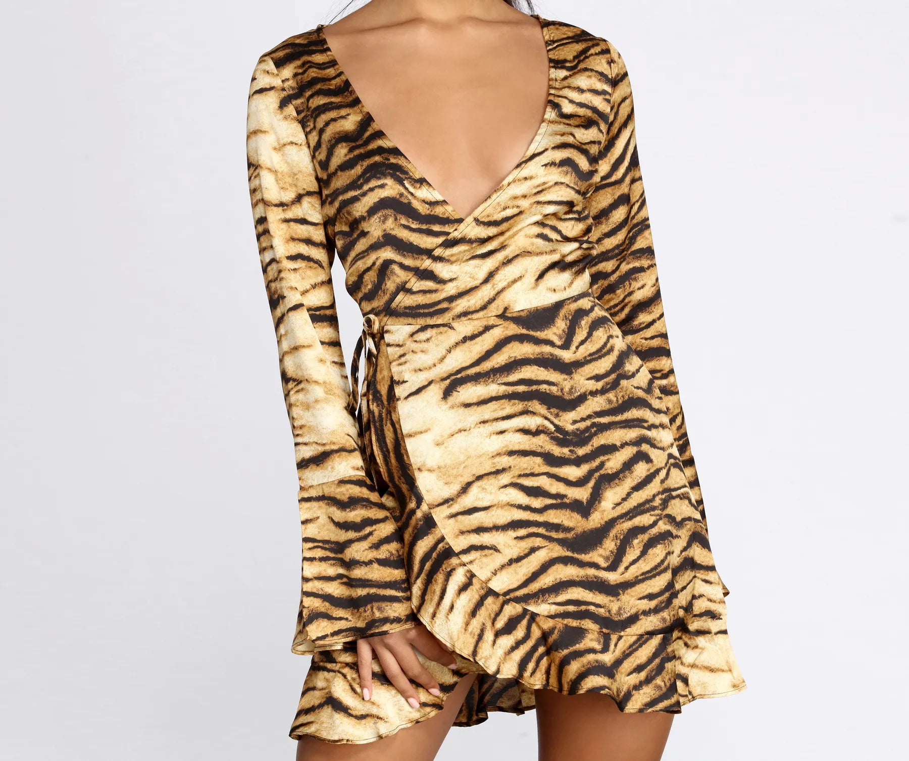 Fierce And Fiesty Wrap Mini Dress Fashionable Lace Mini Dress