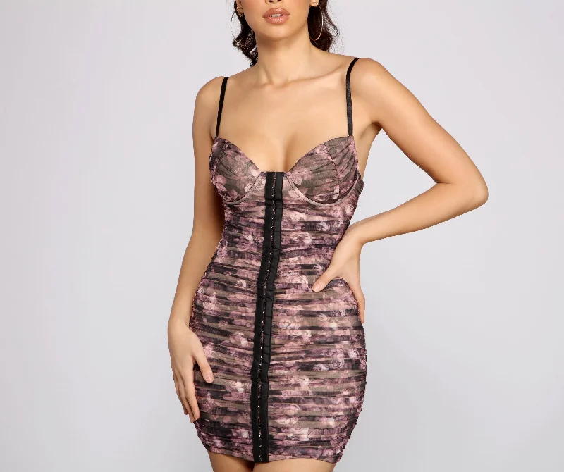 Floral Babe Mesh Mini Dress Stylish Sweetheart Mini Dress
