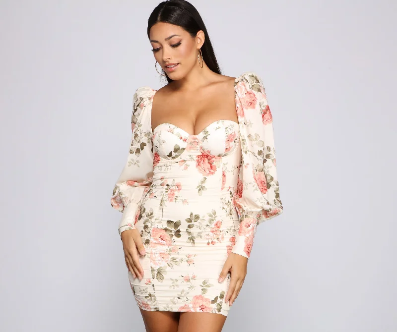 Floral Bloom Chiffon Mini Dress Elegant Vintage Mini Dress