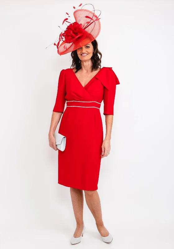 Gabriela Sanchez Diamante Trim Adjustable Bow Midi Dress, Red Fashionable Plaid Midi Dress Gabriela Sanchez Diamante Trim Adjustable Bow Midi Dress, Red Fashionable Plaid Midi Dress