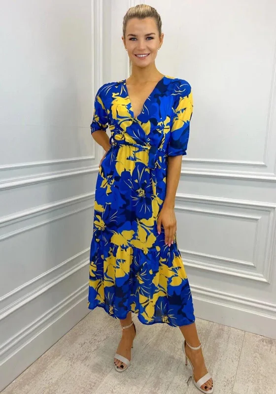 Kate & Pippa Boho Panel End Printed Midi Dress, Blue & Yellow Cozy T-shirt Midi Dress Kate & Pippa Boho Panel End Printed Midi Dress, Blue & Yellow Cozy T-shirt Midi Dress
