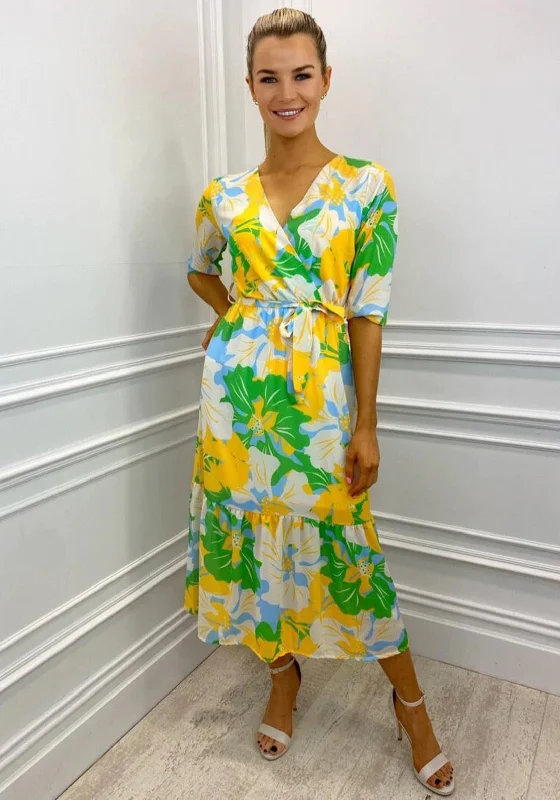 Kate & Pippa Boho Panel End Printed Midi Dress, Yellow & Green Stylish Vintage Midi Dress Kate & Pippa Boho Panel End Printed Midi Dress, Yellow & Green Stylish Vintage Midi Dress