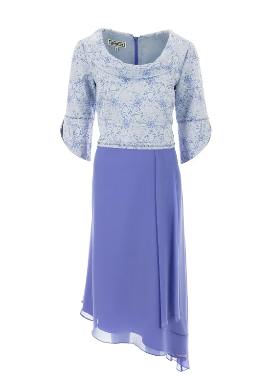 Lizabella Dipped Chiffon Skirt Midi Dress, Lavender Comfortable Floral Print Midi Dress Lizabella Dipped Chiffon Skirt Midi Dress, Lavender Comfortable Floral Print Midi Dress