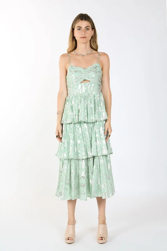 Metallic Spaghetti Strap Printed Tiered Midi Dress Stylish Long Sleeve Floral Midi Dress Metallic Spaghetti Strap Printed Tiered Midi Dress Stylish Long Sleeve Floral Midi Dress