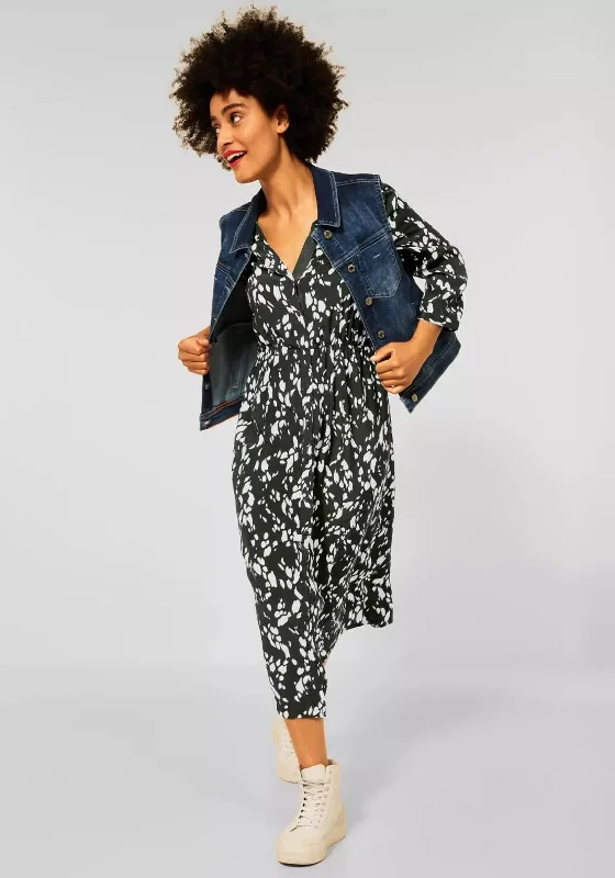 Street One Elasticated Waist Printed Midi Dress, Olive & White Fashionable Pencil Midi Dress Street One Elasticated Waist Printed Midi Dress, Olive & White Fashionable Pencil Midi Dress