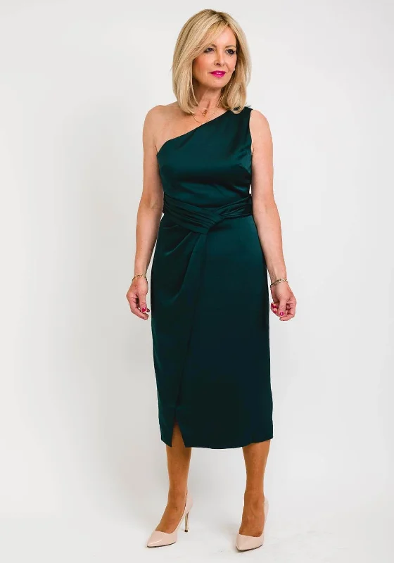 Ted Baker One Shoulder Folded Waist Detail Midi Dress, Dark Green Comfortable Sleeveless Midi Dress Ted Baker One Shoulder Folded Waist Detail Midi Dress, Dark Green Comfortable Sleeveless Midi Dress