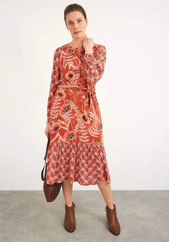White Stuff Poppy Floral & Cat Print Midi Dress, Salmon Pink Trendy A-Line Midi Dress White Stuff Poppy Floral & Cat Print Midi Dress, Salmon Pink Trendy A-Line Midi Dress