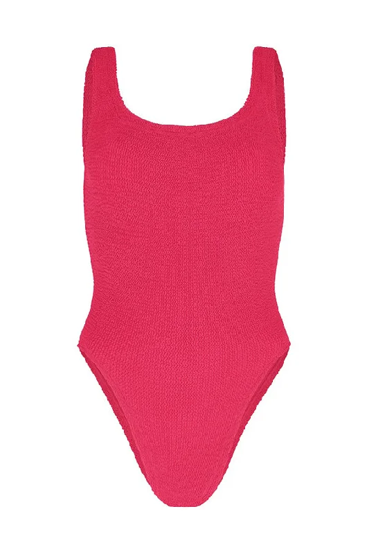 Square Neck Swim Metallic Raspberry Adjustable Strap Swimsuit