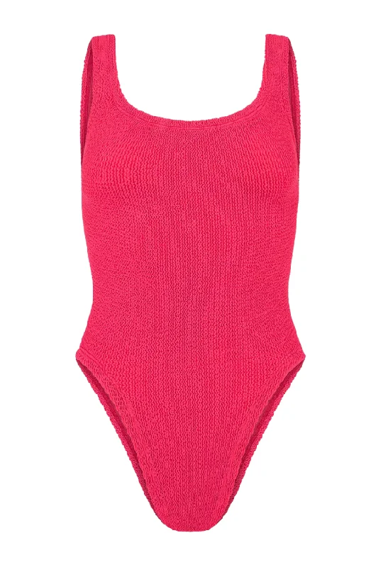 Square Neck Swim Hot Pink Modern High-Waisted Swimsuit