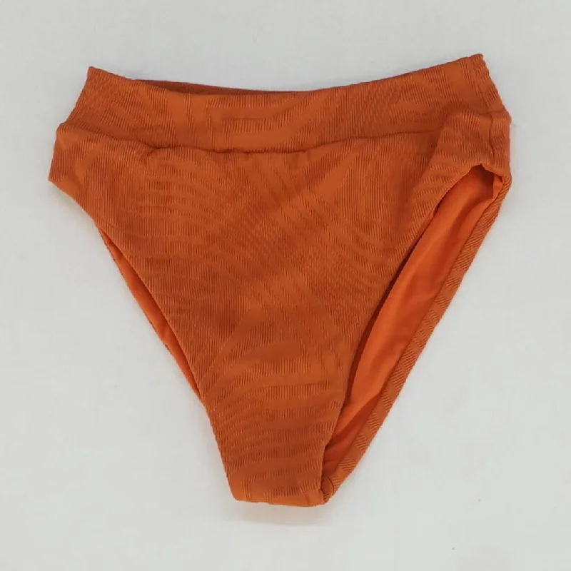 Orange Solid Swim Bottom Playful Pattern Swimsuit