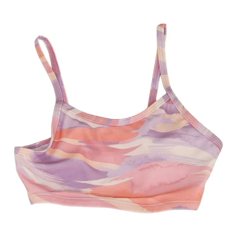 Pink Graphic Swim Top Shiny One-Piece Swimsuit