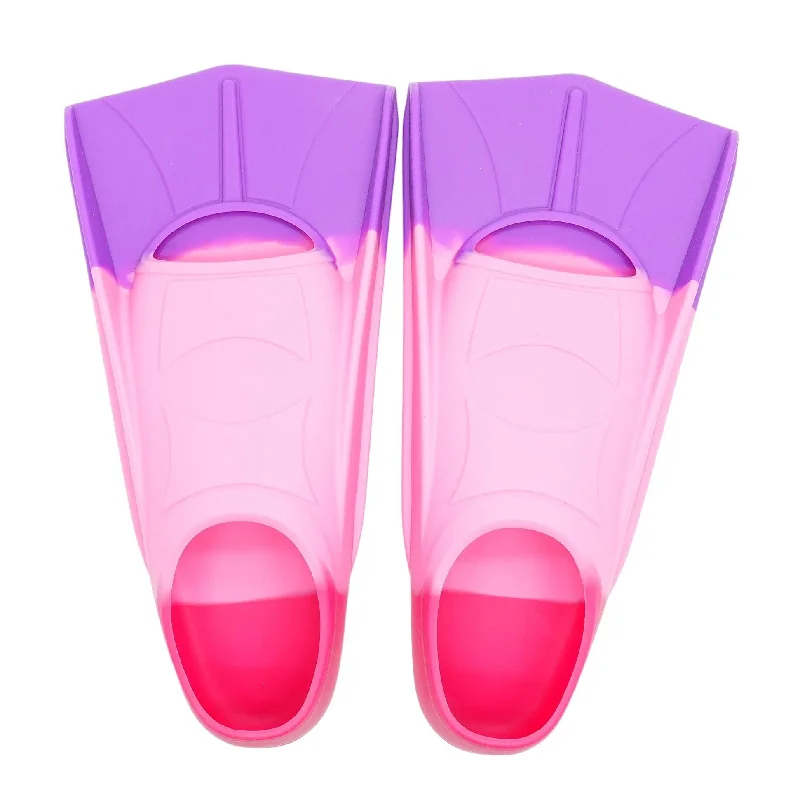 Pink Swim Fins For Kids Mesh Panel Swimwear