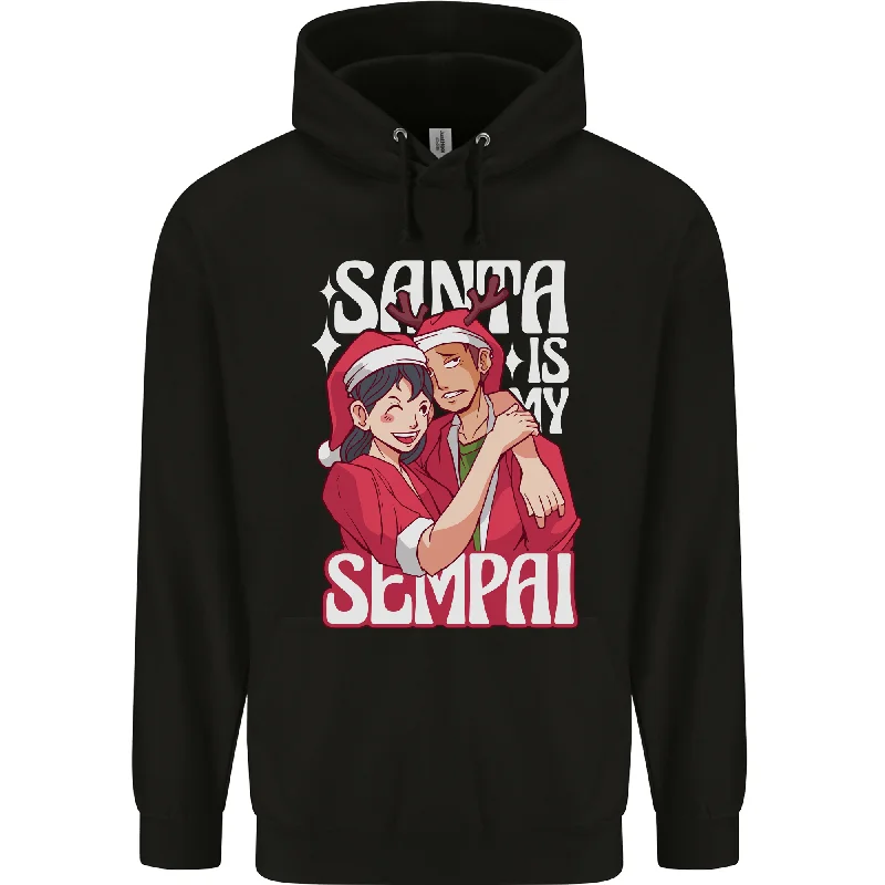 Anime Santa is My Sempai Funny Christmas Xmas Mens 80% Cotton Hoodie Hoodie with Emblem Brand Identity