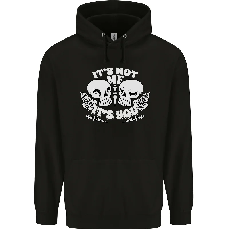 Anti Valentines Singles Day Skull Its Not Me Mens 80% Cotton Hoodie Hoodie with Hood Adjustable Protection