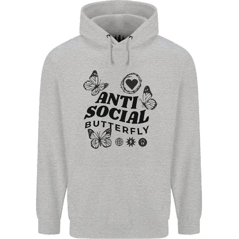 Antisocial Butterfly Mens 80% Cotton Hoodie Hoodie with Bell Sleeves Flared Feminine