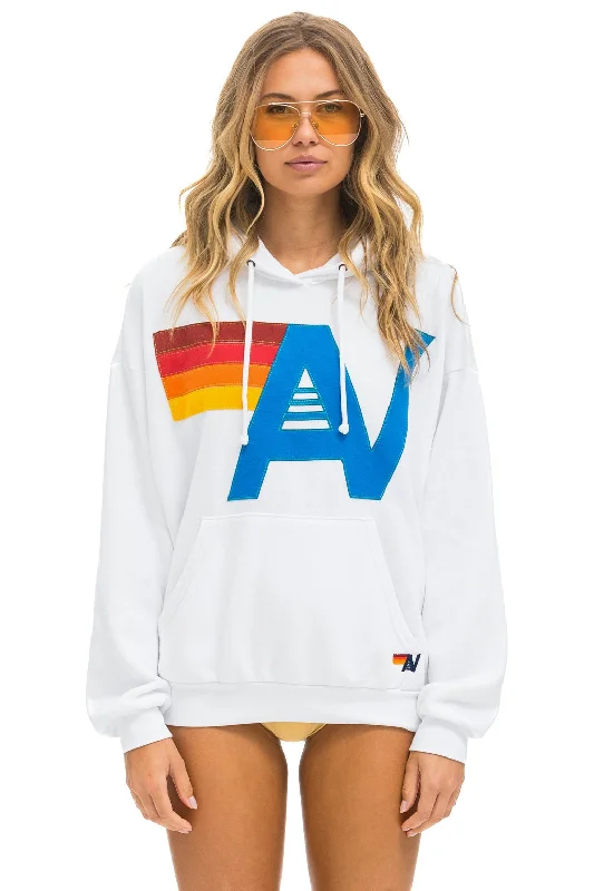 Aviator Nation Relaxed logo stitch pull over hoodie in white Hoodie with Metallic Shiny Futuristic