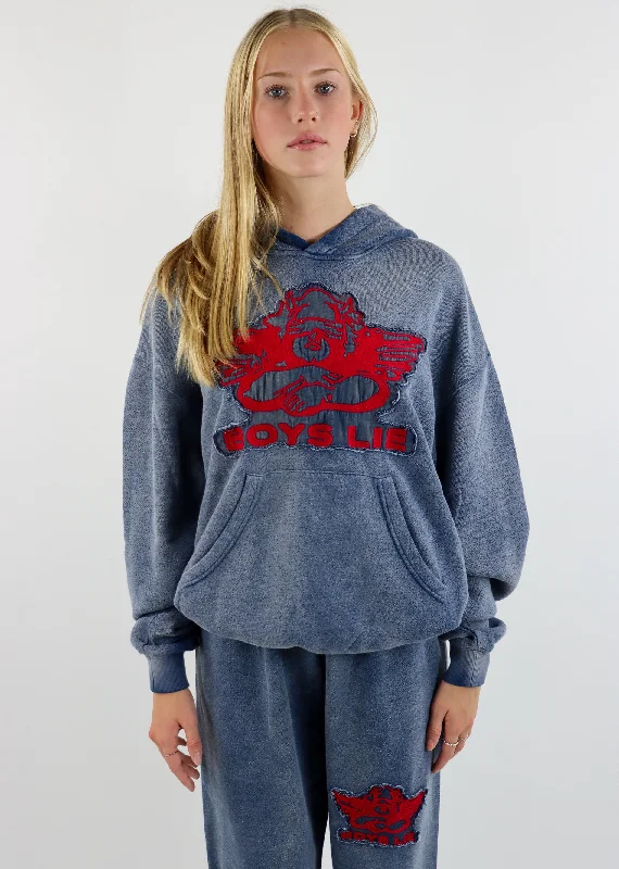 Boys Lie Stitch Me Up Racer Hoodie ★ Heather Navy Oversized Hoodie Comfort Casual