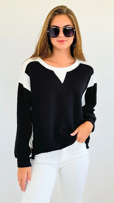 Two Tone Crew Neck Sweatshirt Oversized Hoodie Comfort Casual