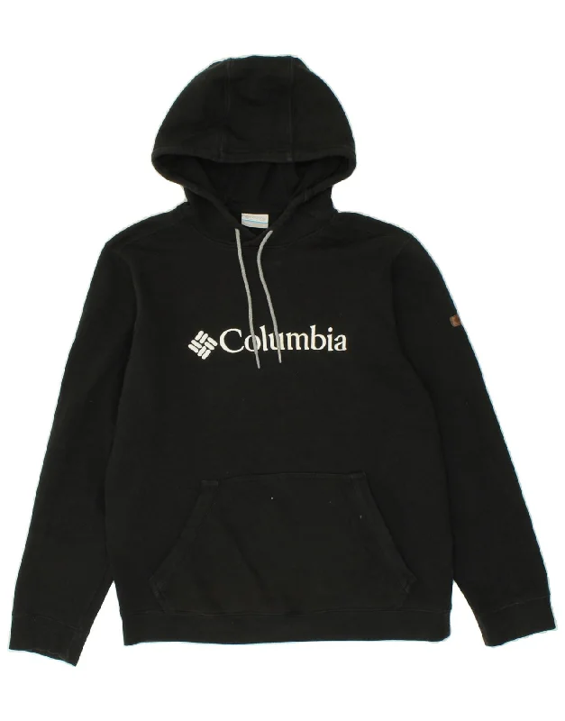 COLUMBIA Mens Graphic Hoodie Jumper Medium Black Cotton Hoodie with Fur Luxurious Winter