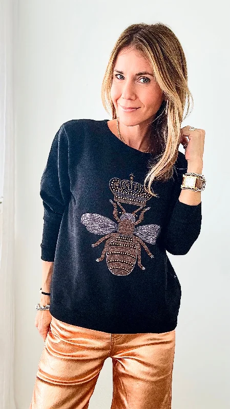 Custom Bee Royal Sweatshirt - Black Hoodie with Hem Contrast Bold Stylish