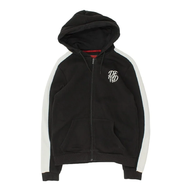 DFND London Mens Black Full Zip Hoodie | Streetwear Casual Wear Hoody Hoodie with Back Slit Movement Comfort