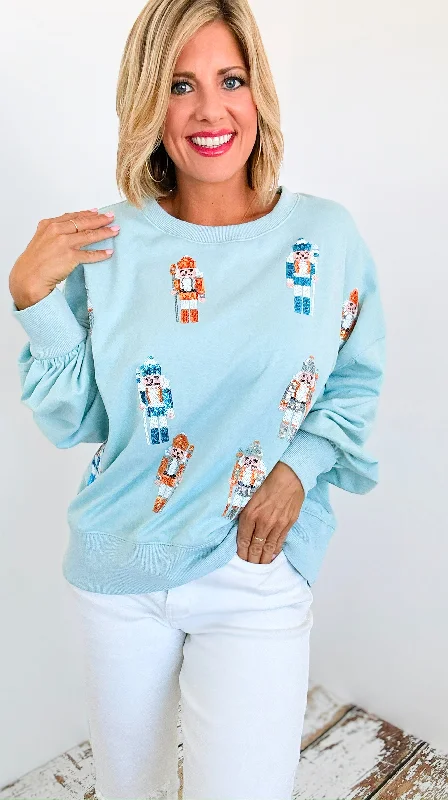 Embroidered Nutcracker Sweatshirt Hoodie with Pattern Geometric Abstract