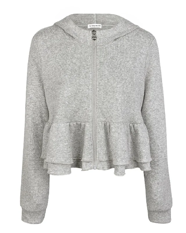 Frill Hoodie - Grey Hoodie with Patch Decorative Personalized