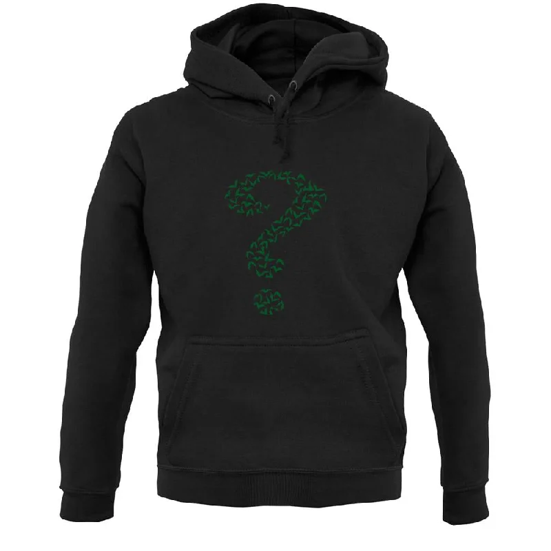 Green Bat Question Mark Unisex Hoodie Hoodie with Back Slit Movement Comfort