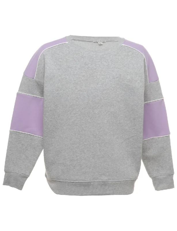 Grey Plain Sweatshirt - S Hoodie with Relaxed Fit Easy Casual