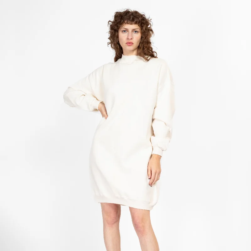 Lrg-XL 80s Soft White Sweatshirt Mini Dress Hoodie with Applique Textured Unique