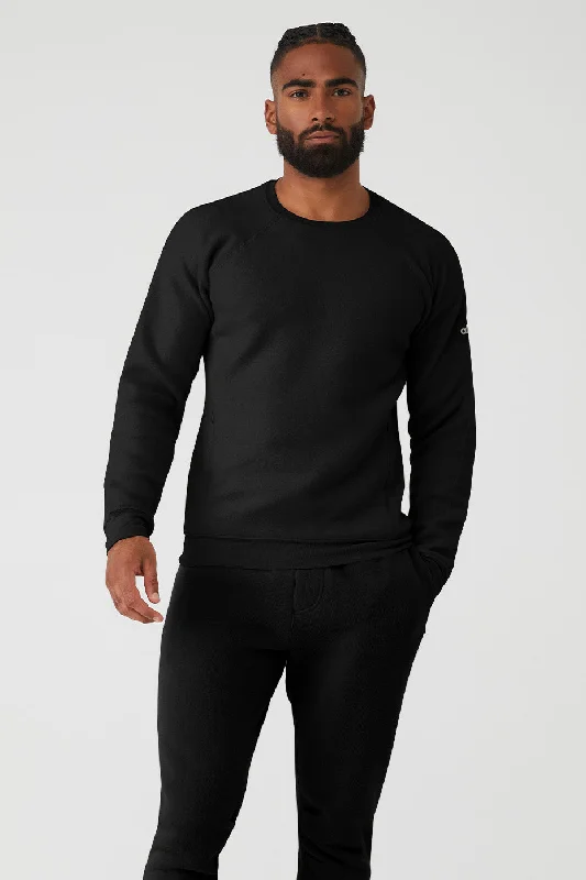 Triumph Crew Neck Sweatshirt - Black Hoodie with Relaxed Fit Easy Casual