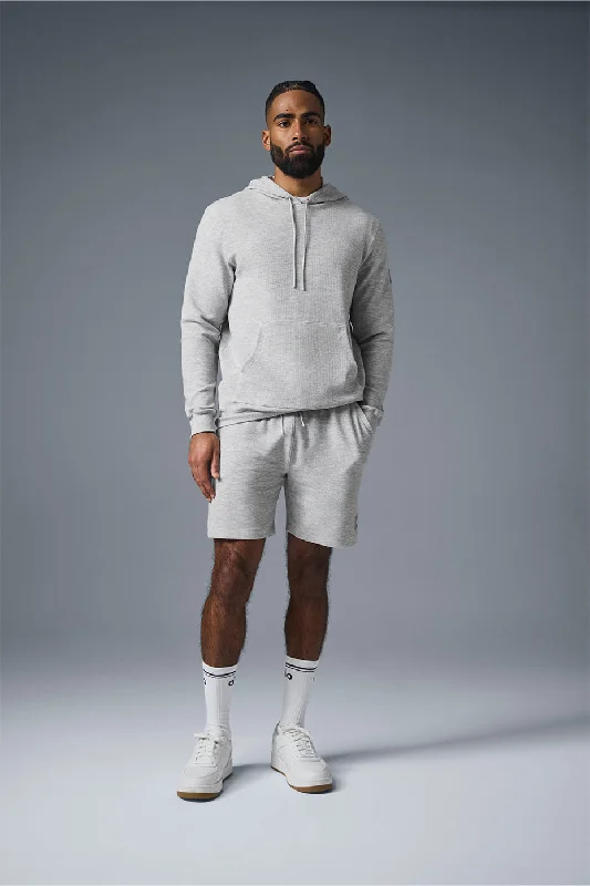 Micro Waffle Fast Break Hoodie - Athletic Heather Grey Hoodie with Zipper Versatile Modern