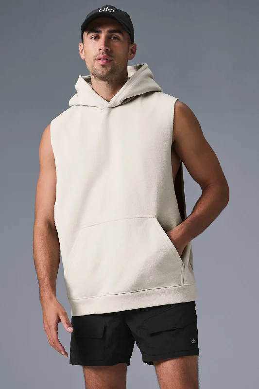 Renown Sleeveless Hoodie - Bone Hooded Sweatshirt Casual Wear Street Style