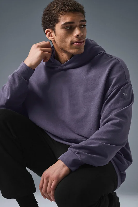 Double Take Hoodie - Italian Plum Hoodie with Mock Neck Collared Structured