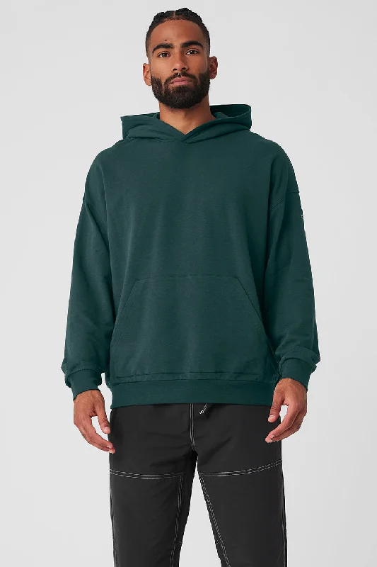 Double Take Hoodie - Midnight Green Hoodie with Belted Waist Structured Tailored