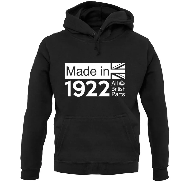 Made In 1922 All British Parts Crown Unisex Hoodie Hoodie with Hem Drawcord Adjustable Customizable