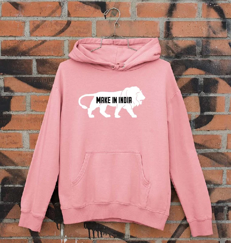 Make in India Unisex Hoodie for Men/Women Hoodie with Rolled Sleeves Casual Relaxed