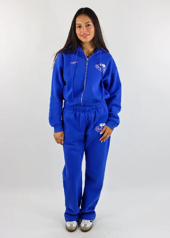 Mayfair Playing With Fate Fitted Zip-Up Hoodie ★ Cobalt Blue Hoodie with Sequins Glamorous Eye-catching