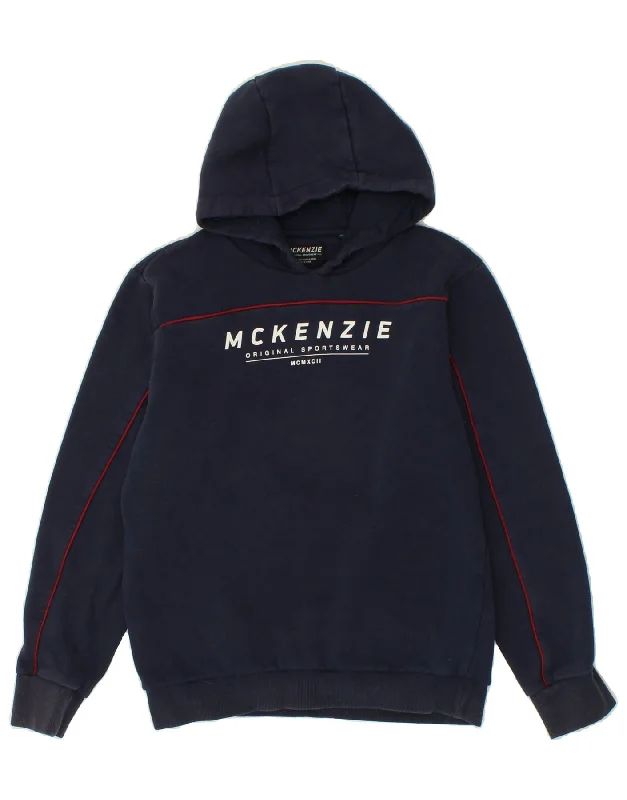 MCKENZIE Boys Graphic Hoodie Jumper 13-14 Years Navy Blue Hoodie with Pastel Soft Subtle