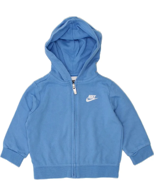 NIKE Baby Boys Zip Hoodie Sweater 3-6 Months Blue Hoodie with Full-Zip Functional Layering