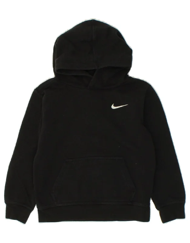 NIKE Boys Hoodie Jumper 5-6 Years Medium  Black Cotton Hoodie with Emblem Brand Identity