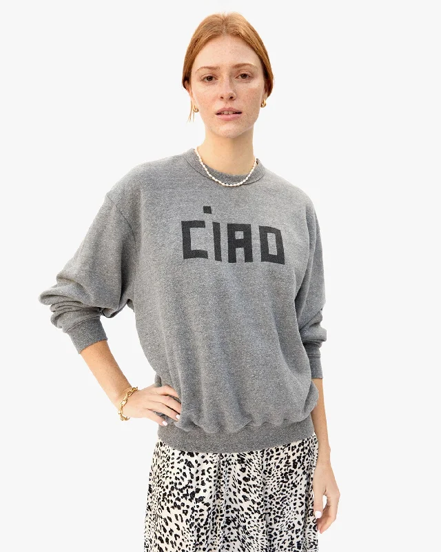 Oversized Ciao Sweatshirt in Grey Hoodie with Monochrome Minimalist Simple