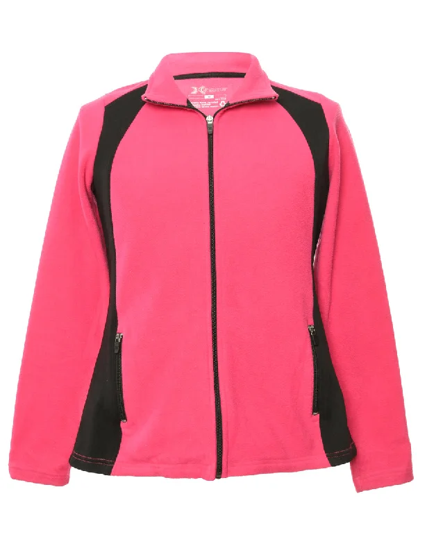 Pink Fleece Sweatshirt - M Hoodie with Cuffed Sleeves Snug Secure