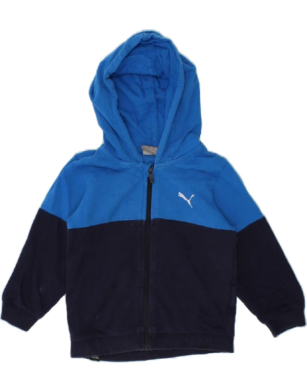 PUMA Baby Boys Zip Hoodie Sweater 9-12 Months Blue Colourblock Hoodie with Tied Waist Feminine Flattering