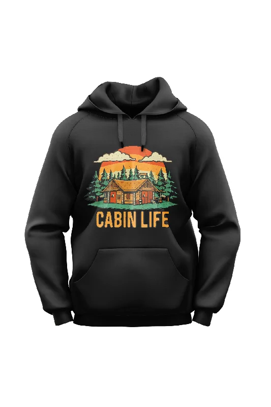 "Cabin Life" Lightweight Eco-Friendly Unisex Hoodie Hoodie with Cuffed Sleeves Snug Secure