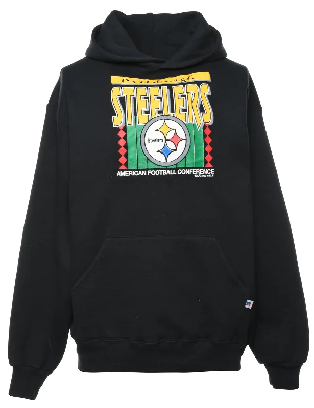 Russell Athletic Pittsburgh Steelers Printed Hoodie - L Hoodie with Oversized Fit Loose Comfortable