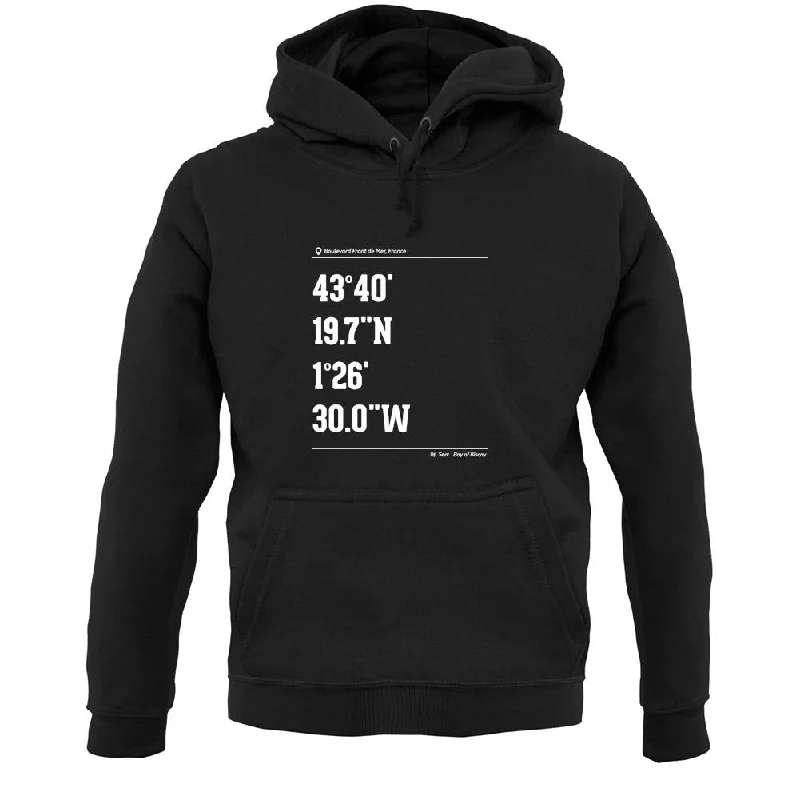 Surfing Coordinates Hossegor Unisex Hoodie Hoodie with Set-In Sleeves Structured Classic