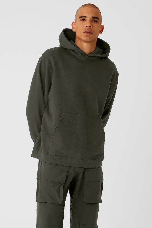 Renown Heavy Weight Hoodie - Stealth Green Hoodie with Double Zipper Versatile Adjustable